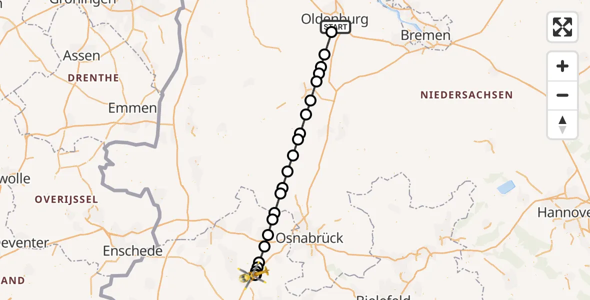 Flugroute Ambulanzhubschrauber Oldenburg (Oldb) - Christoph  Westfalen-ADAC, 23 April 2026, 15:57