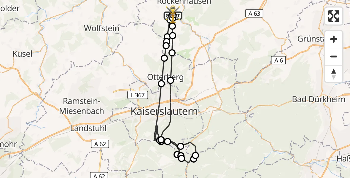 Flugroute Rettungshubschrauber Imsweiler UL - Imsweiler UL, 23 April 2026, 16:29