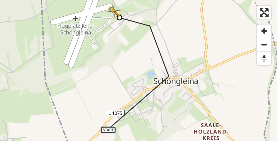 Flugroute Rettungshubschrauber Schöngleina - Jena-Schöngleina Flugplatz, 23 April 2026, 16:44
