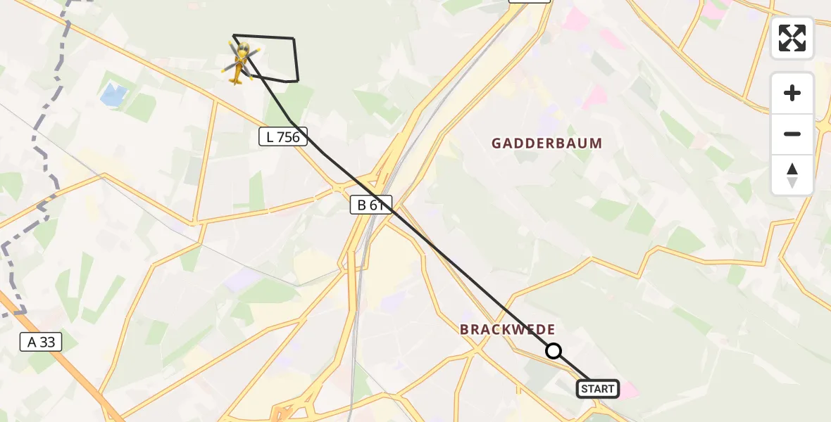 Flugroute Rettungshubschrauber Luftrettungszentrum Bielefeld - Bielefeld, 23 April 2026, 17:01