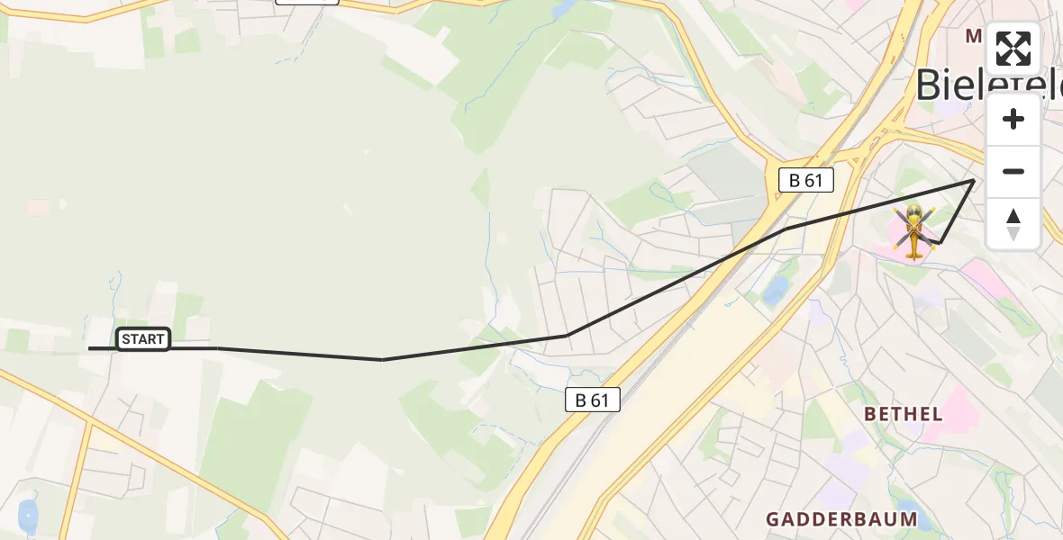 Flugroute Rettungshubschrauber Bielefeld - Bielefeld, 23 April 2026, 17:31
