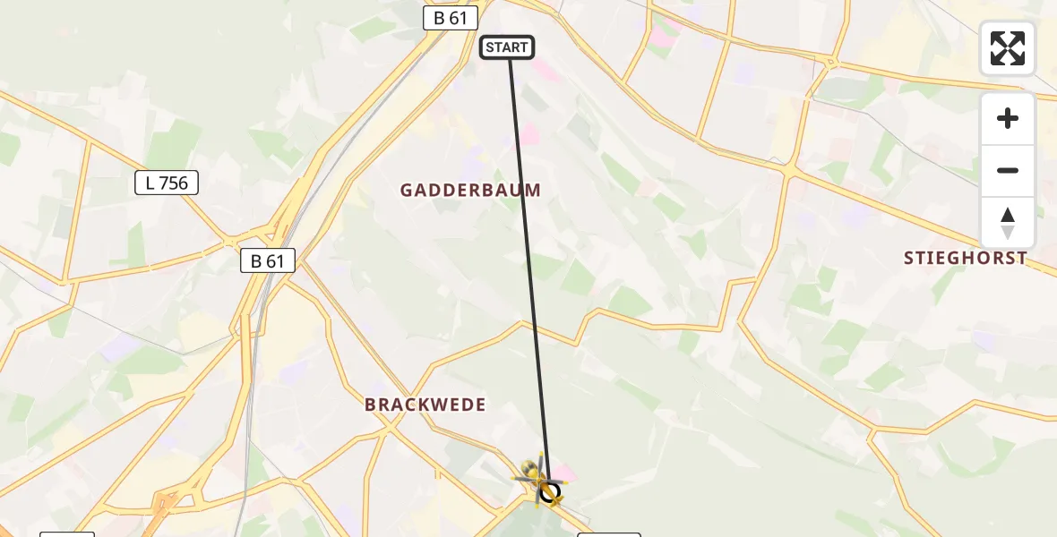 Flugroute Rettungshubschrauber Bielefeld - Luftrettungszentrum Bielefeld, 23 April 2026, 17:47