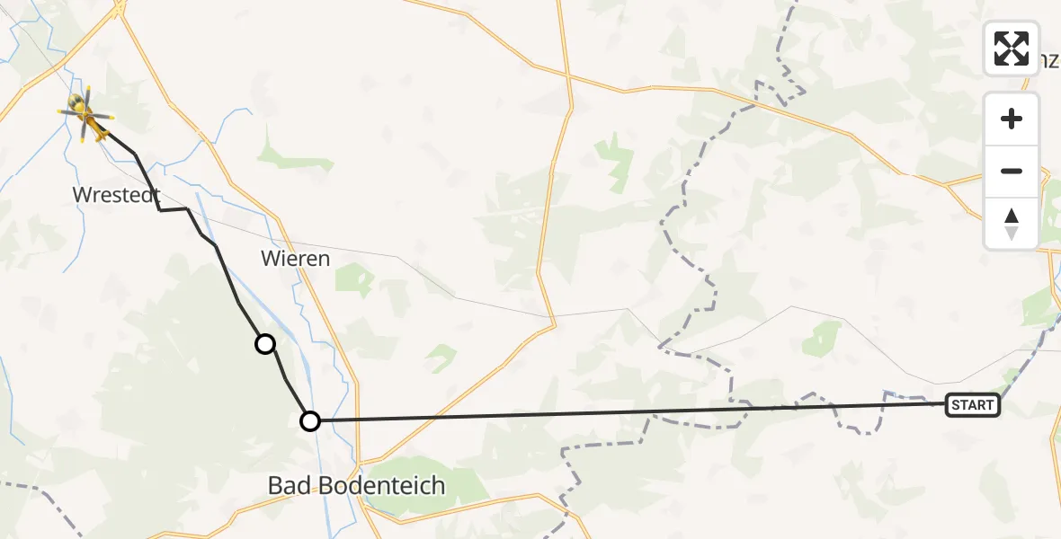 Flugroute Rettungshubschrauber Salzwedel - Wrestedt, 23 April 2026, 18:53
