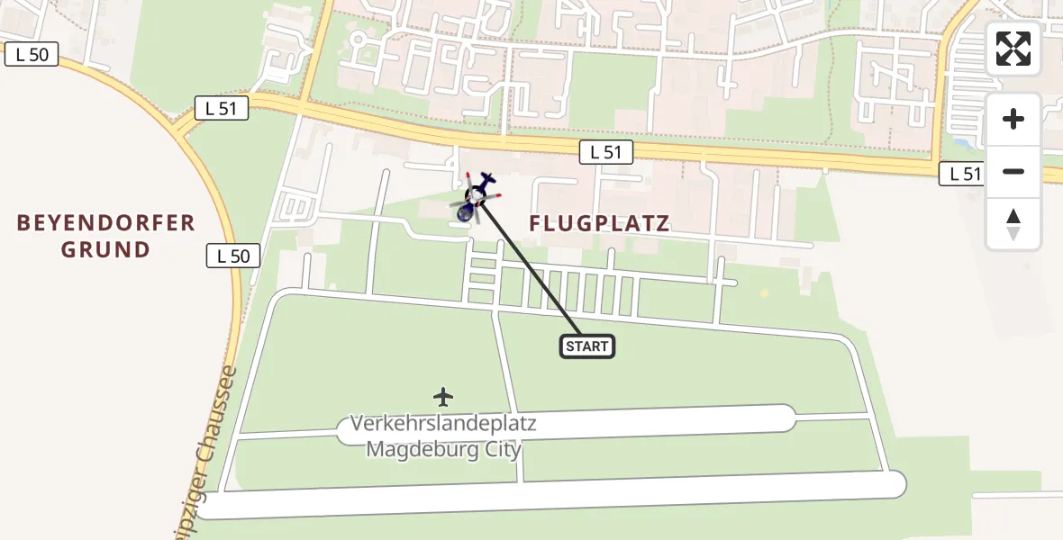 Flugroute Polizeihubschrauber Magdeburg City Flugplatz - Magdeburg, 23 April 2026, 20:34