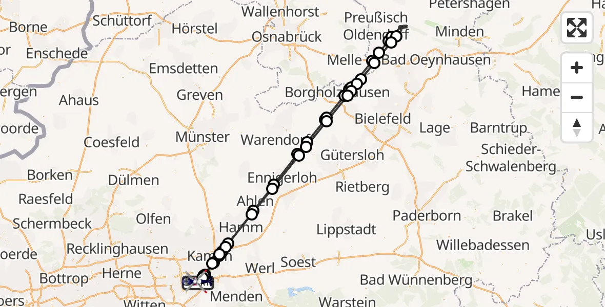 Flugroute Polizeihubschrauber Dortmund Flughafen - Dortmund Flughafen, 23 April 2026, 21:08
