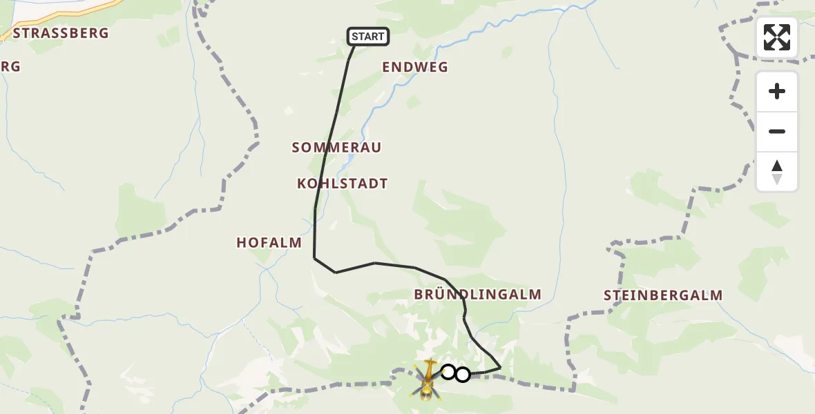 Flugroute Rettungshubschrauber Bergen - Ruhpolding, 24 April 2026, 06:16