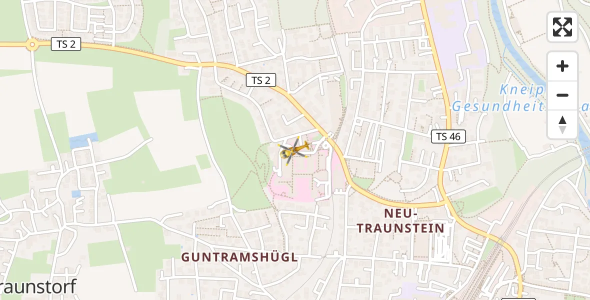 Flugroute Rettungshubschrauber Traunstein Hospital - Traunstein Hospital, 24 April 2026, 06:35