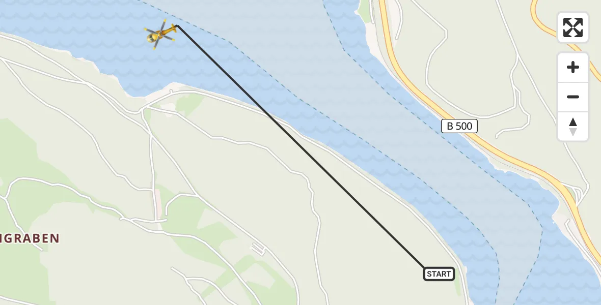 Flugroute Ambulanzhubschrauber Schluchsee - Schluchsee, 24 April 2026, 06:40