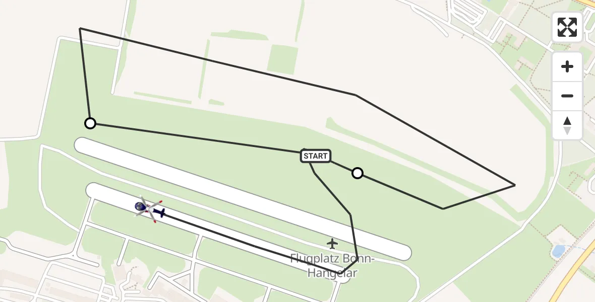 Flugroute Polizeihubschrauber Bonn-Hangelar Flugplatz - Bonn-Hangelar Flugplatz, 24 April 2026, 06:40