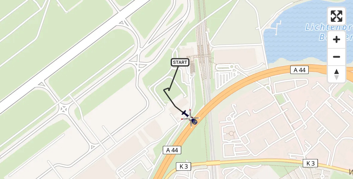 Flugroute Polizeihubschrauber Düsseldorf Flughafen - Düsseldorf Flughafen, 24 April 2026, 06:42