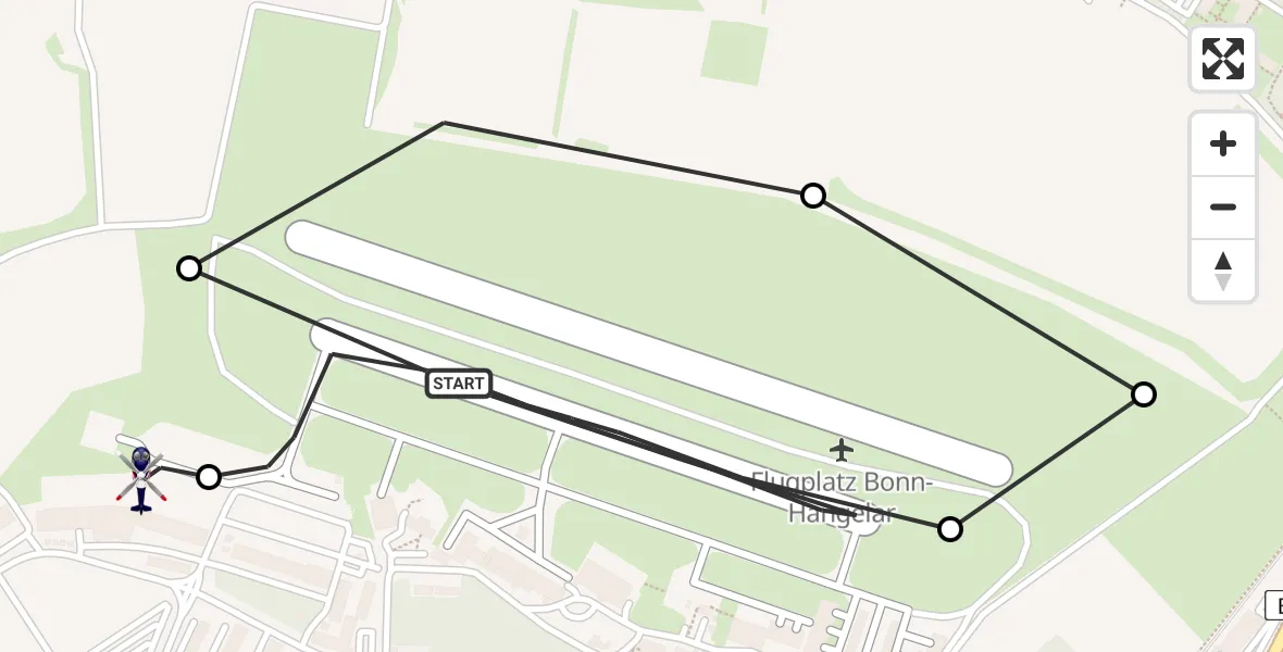Flugroute Polizeihubschrauber Bonn-Hangelar Flugplatz - Sankt Augustin, 24 April 2026, 06:50