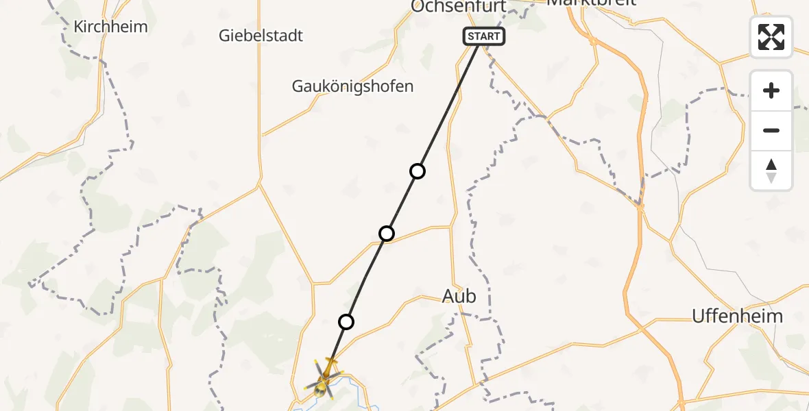 Flugroute Rettungshubschrauber Ochsenfurt - Röttingen, 24 April 2026, 07:10