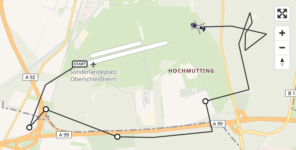 Flugroute Polizeihubschrauber Oberschleißheim - Oberschleißheim, 24 April 2026, 07:27