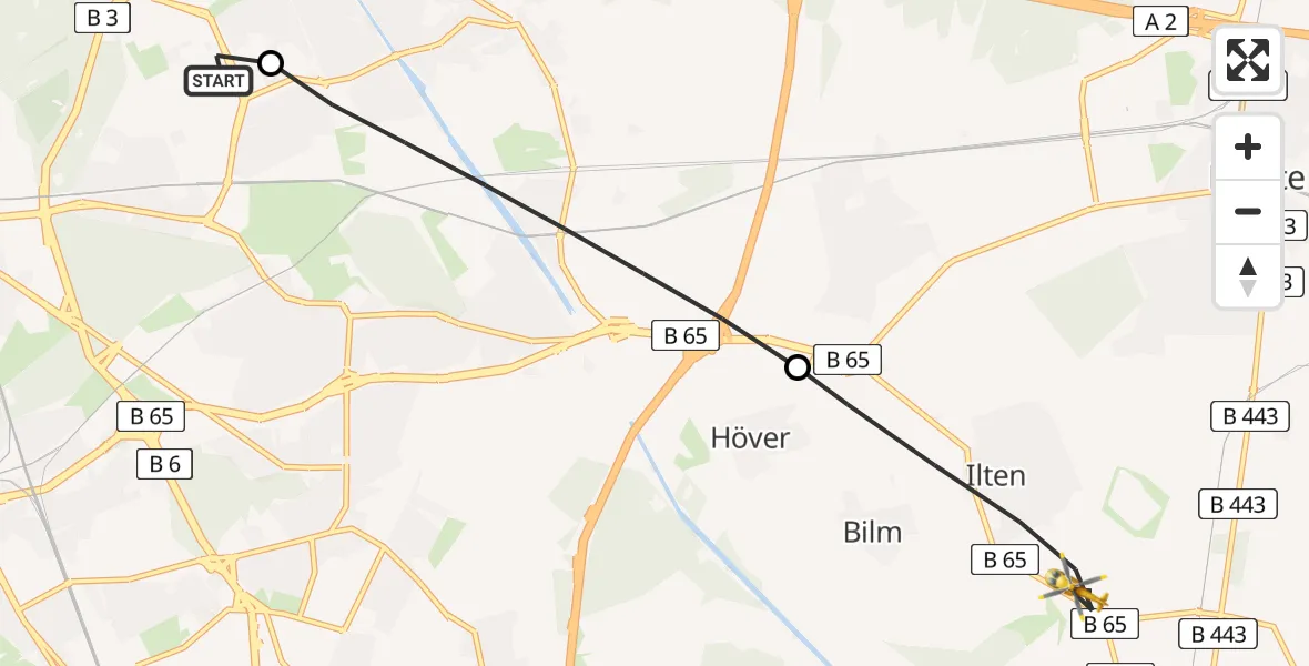 Flugroute Rettungshubschrauber Hannover Luftrettung Hubschrauberlandeplatz (Christoph 4) - Sehnde, 24 April 2026, 07:45