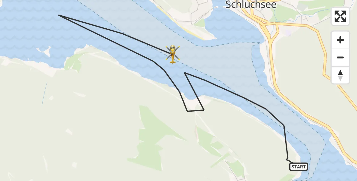 Flugroute Ambulanzhubschrauber Schluchsee - Schluchsee, 24 April 2026, 07:49