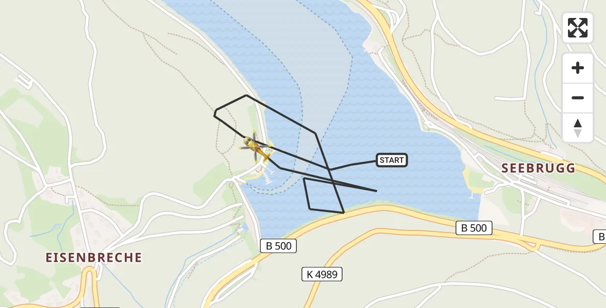 Flugroute Ambulanzhubschrauber Schluchsee - Schluchsee, 24 April 2026, 08:10