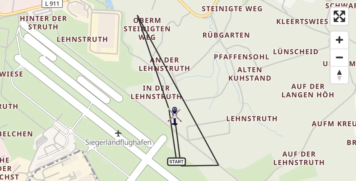 Flugroute Polizeihubschrauber Siegerland Flughafen - Siegerland Flughafen, 24 April 2026, 08:35