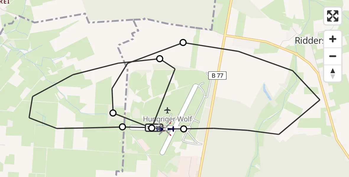 Flugroute Polizeihubschrauber Itzehoe Hungriger Wolf Flugplatz - Itzehoe Hungriger Wolf Flugplatz, 24 April 2026, 08:38