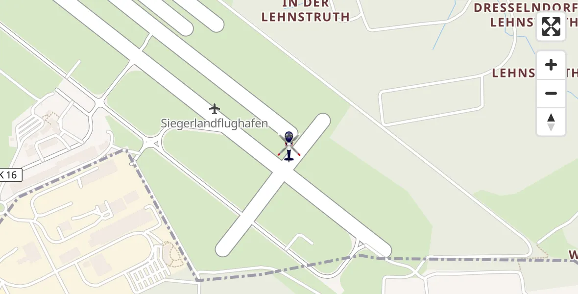 Flugroute Polizeihubschrauber Siegerland Flughafen - Siegerland Flughafen, 24 April 2026, 08:40