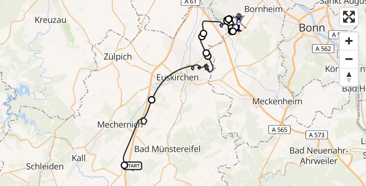 Flugroute Polizeihubschrauber Nettersheim - Bornheim, 24 April 2026, 08:55