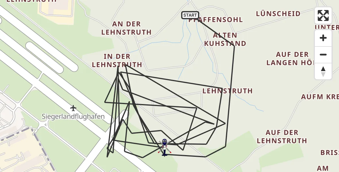 Flugroute Polizeihubschrauber Siegerland Flughafen - Siegerland Flughafen, 24 April 2026, 09:00