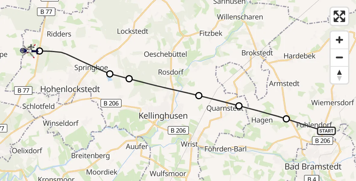 Flugroute Polizeihubschrauber Fuhlendorf - Itzehoe Hungriger Wolf Flugplatz, 24 April 2026, 09:24