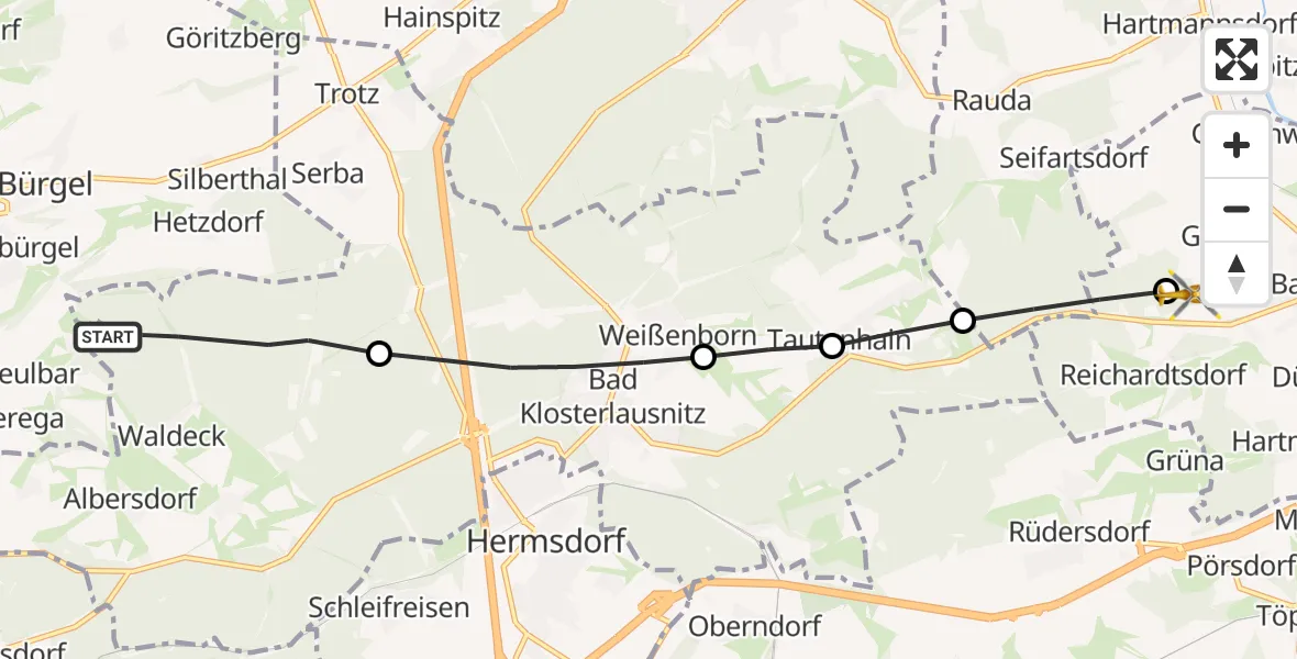 Flugroute Rettungshubschrauber Waldeck - Bad Köstritz, 24 April 2026, 09:25