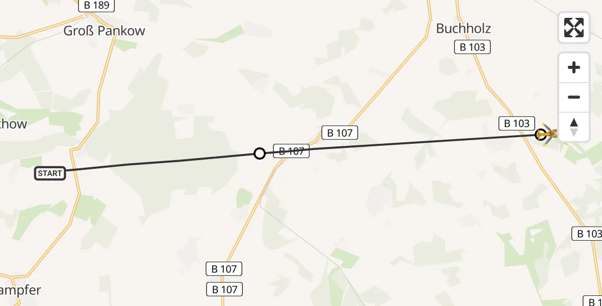 Flugroute Rettungshubschrauber Groß Pankow (Prignitz) - Groß Pankow (Prignitz), 24 April 2026, 09:31