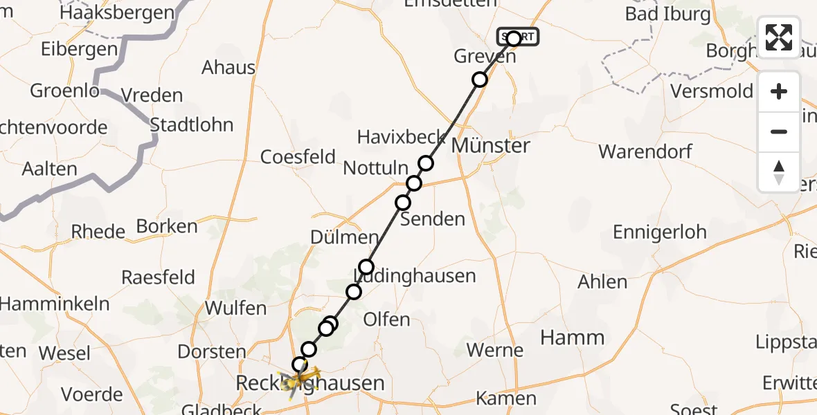 Flugroute Ambulanzhubschrauber Christoph  Westfalen-ADAC - Recklinghausen, 24 April 2026, 09:42