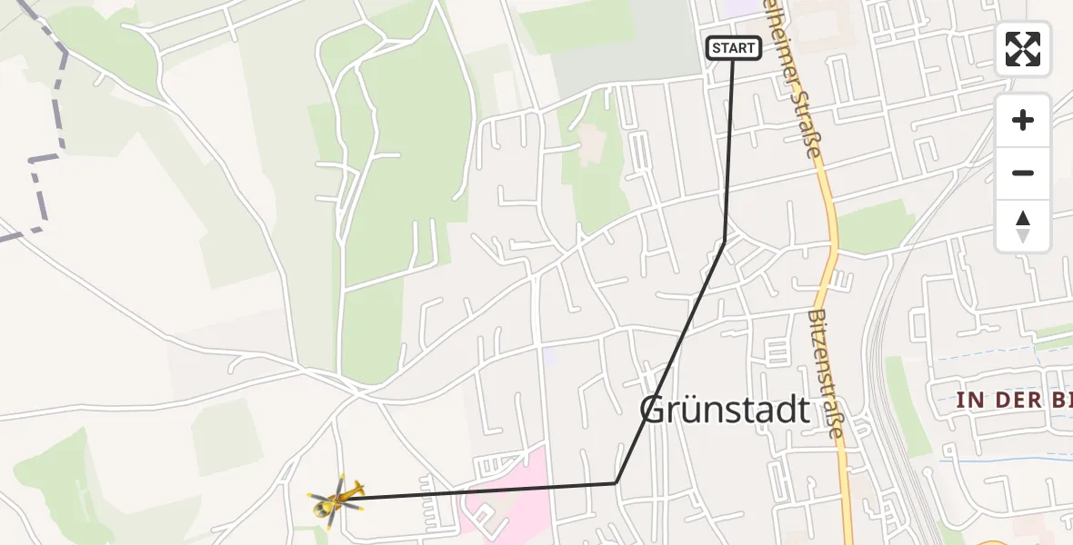 Flugroute Rettungshubschrauber Grünstadt - Grünstadt, 24 April 2026, 09:59