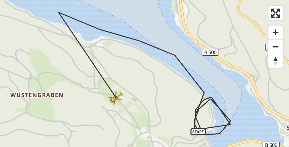 Flugroute Ambulanzhubschrauber Schluchsee - Schluchsee, 24 April 2026, 10:11