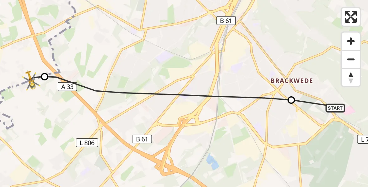 Flugroute Rettungshubschrauber Luftrettungszentrum Bielefeld - Steinhagen, 24 April 2026, 10:14