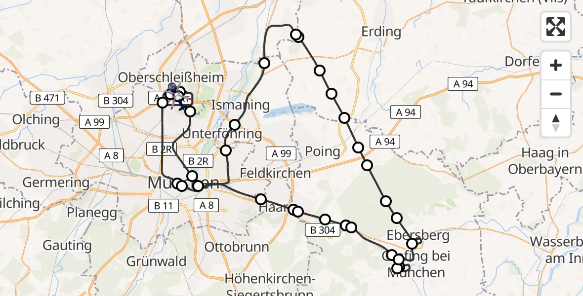 Flugroute Polizeihubschrauber Oberschleißheim - Oberschleißheim, 24 April 2026, 10:15