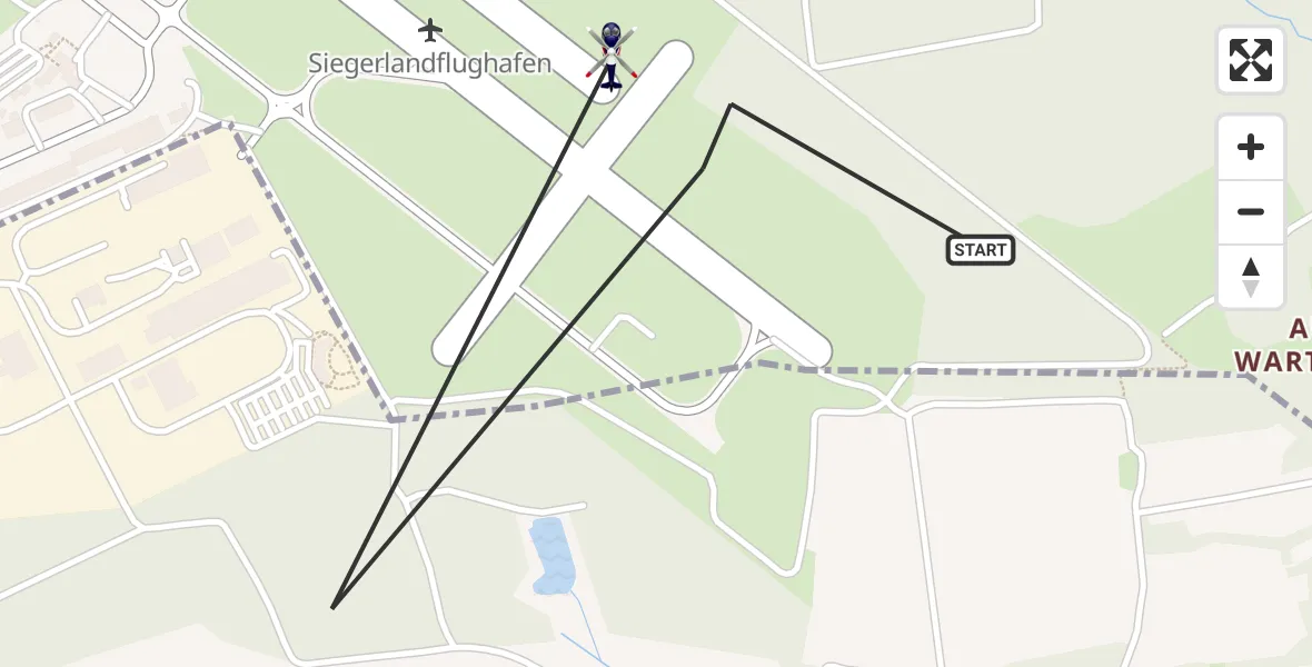 Flugroute Polizeihubschrauber Siegerland Flughafen - Siegerland Flughafen, 24 April 2026, 10:17