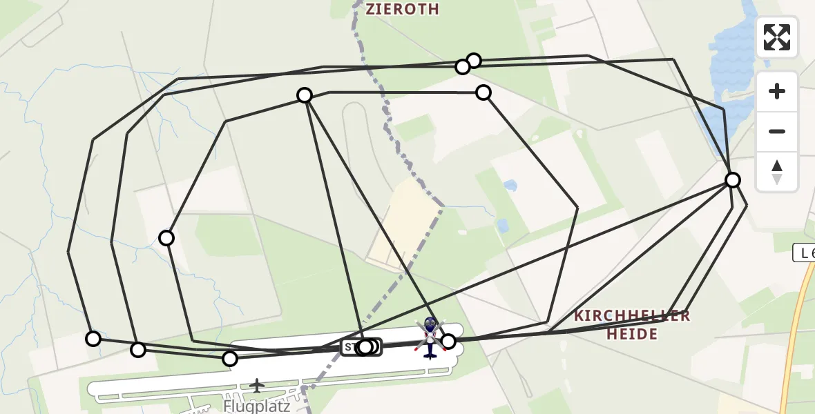 Flugroute Polizeihubschrauber Dinslaken-Schwarze Heide Flugplatz - Bottrop, 24 April 2026, 10:23