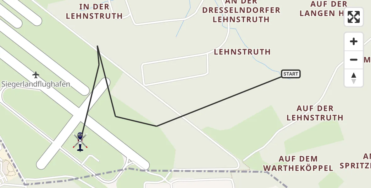 Flugroute Polizeihubschrauber Siegerland Flughafen - Siegerland Flughafen, 24 April 2026, 10:39