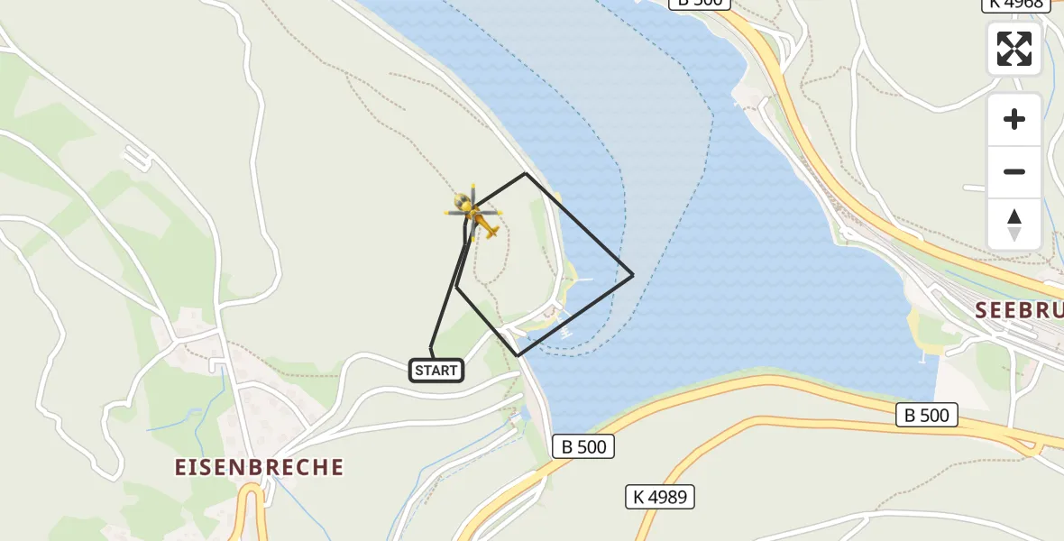 Flugroute Ambulanzhubschrauber Schluchsee - Schluchsee, 24 April 2026, 10:49