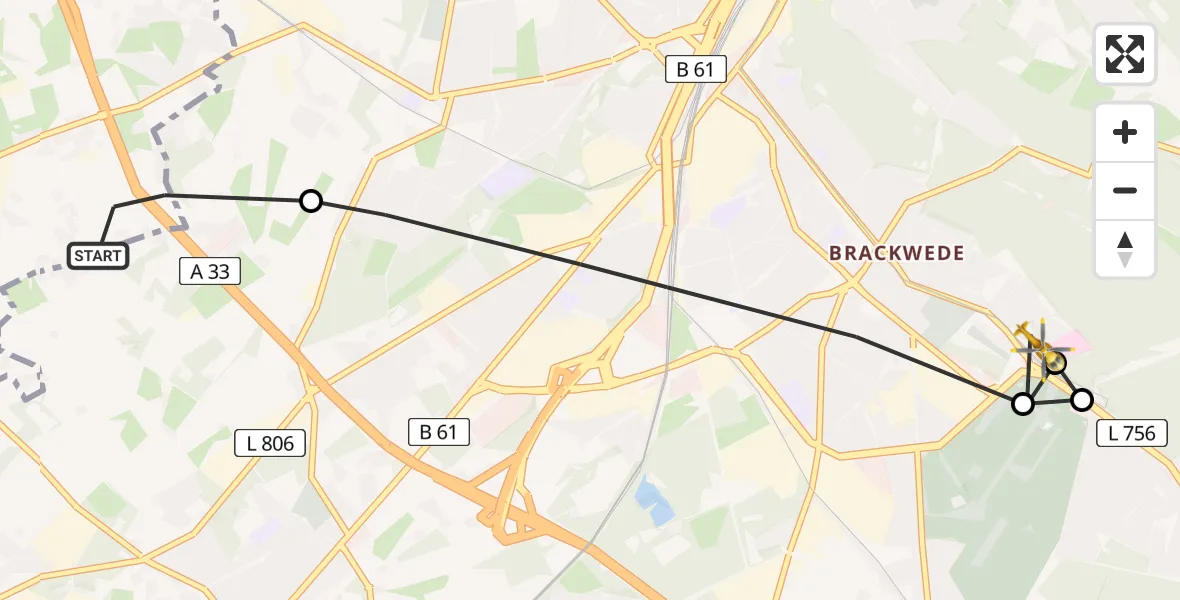 Flugroute Rettungshubschrauber Steinhagen - Luftrettungszentrum Bielefeld, 24 April 2026, 10:52