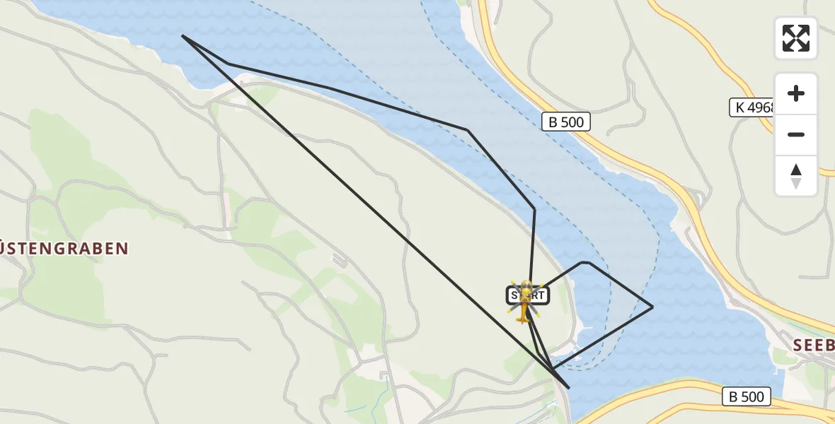 Flugroute Ambulanzhubschrauber Schluchsee - Schluchsee, 24 April 2026, 10:55