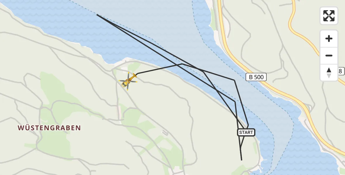 Flugroute Ambulanzhubschrauber Schluchsee - Schluchsee, 24 April 2026, 11:10