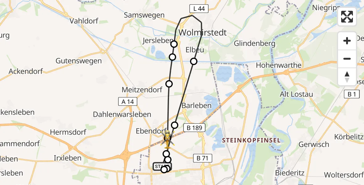Flugroute Rettungshubschrauber Magdeburg Hospital - Magdeburg, 24 April 2026, 11:44