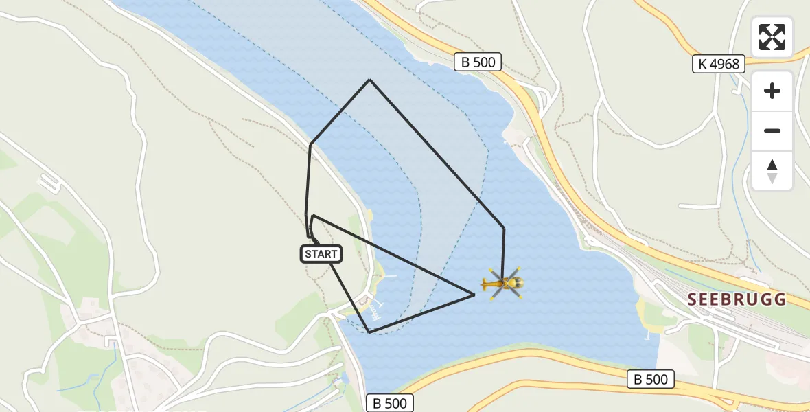 Flugroute Ambulanzhubschrauber Schluchsee - Schluchsee, 24 April 2026, 11:58