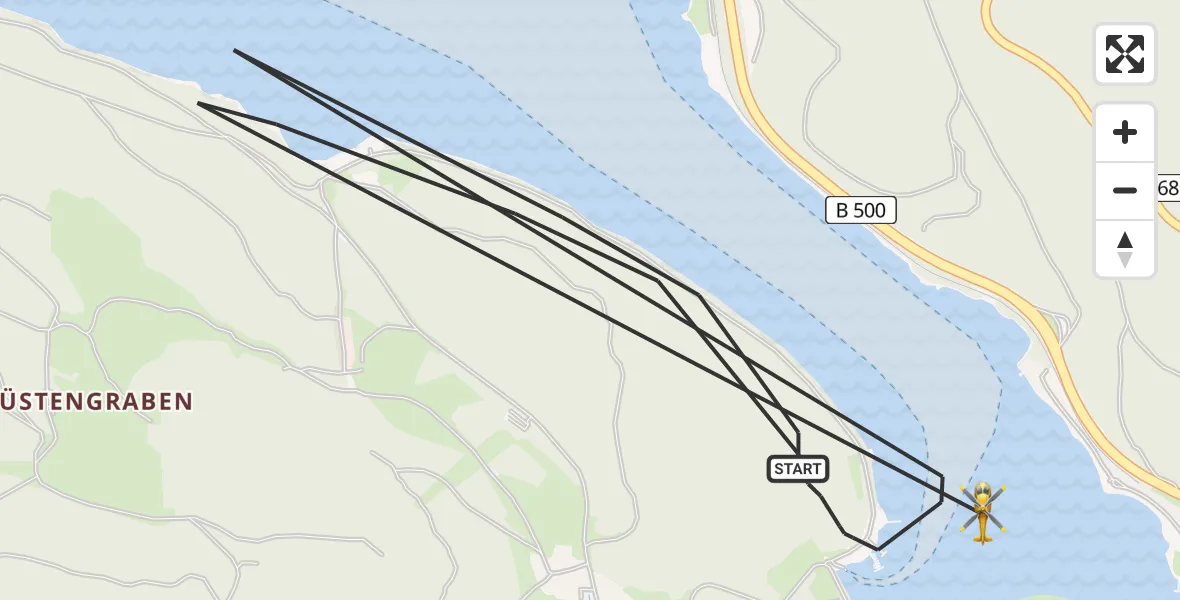 Flugroute Ambulanzhubschrauber Schluchsee - Schluchsee, 24 April 2026, 12:05