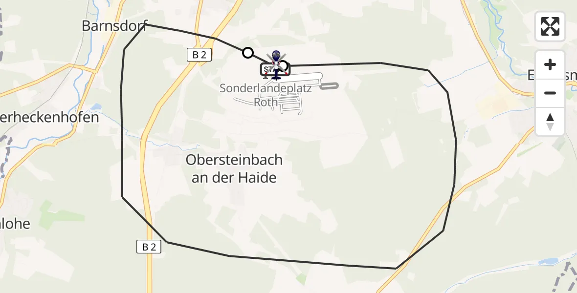 Flugroute Polizeihubschrauber Flugplatz Roth - Flugplatz Roth, 24 April 2026, 12:12
