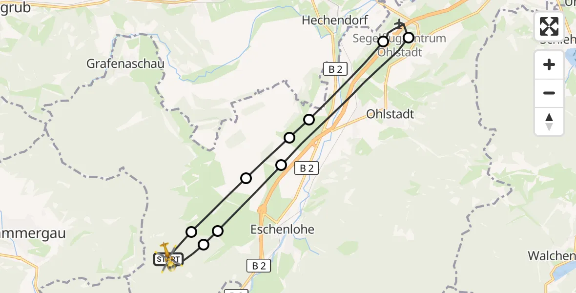 Flugroute Rettungshubschrauber Eschenlohe - Eschenlohe, 24 April 2026, 12:14