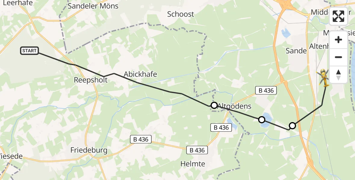 Flugroute Ambulanzhubschrauber Friedeburg - Sande, 24 April 2026, 12:27