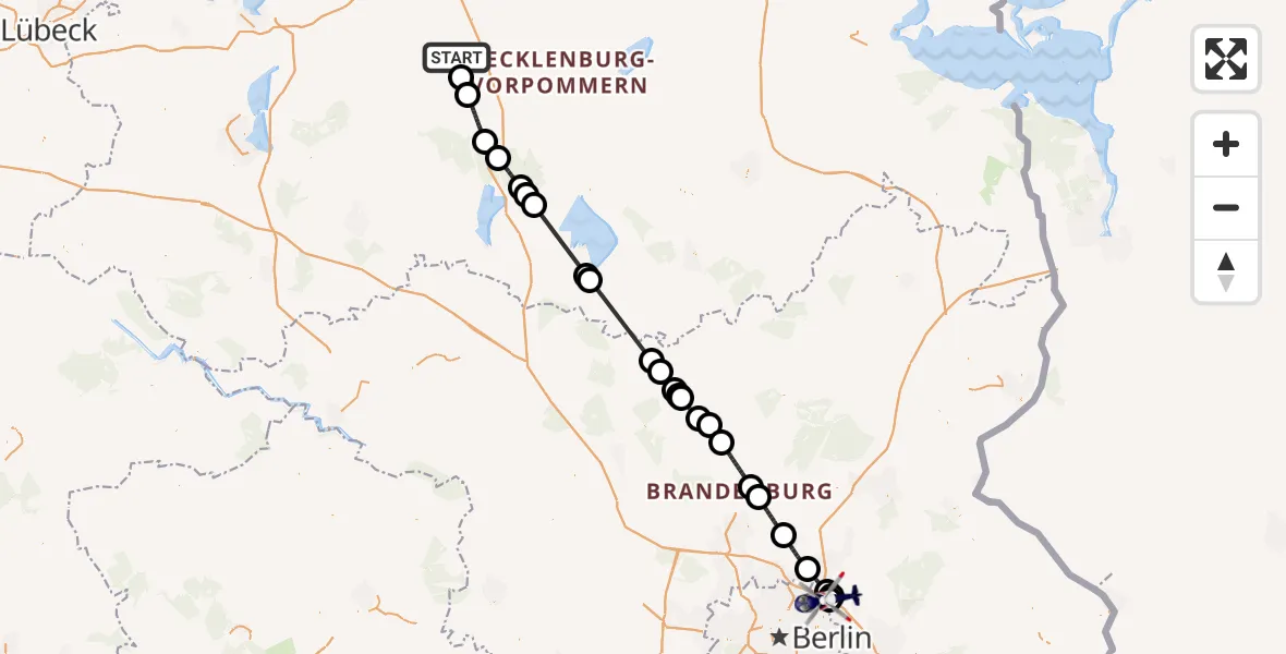 Flugroute Polizeihubschrauber Güstrow - Ahrensfelde Hubschrauberlandeplatz, 24 April 2026, 12:28