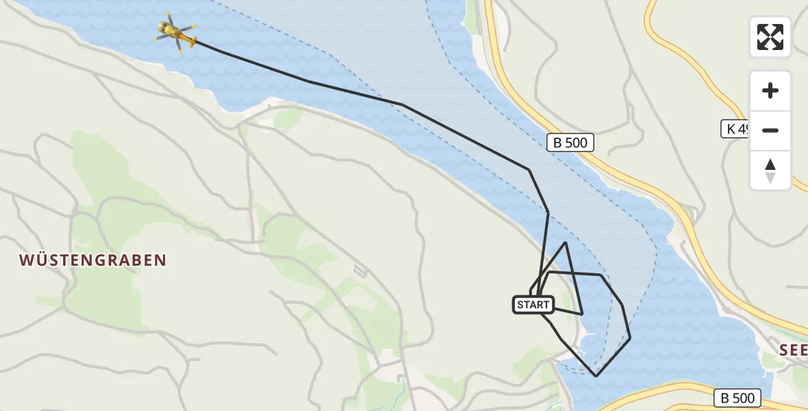 Flugroute Ambulanzhubschrauber Schluchsee - Schluchsee, 24 April 2026, 12:29