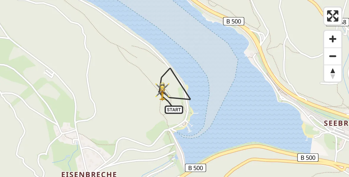 Flugroute Ambulanzhubschrauber Schluchsee - Schluchsee, 24 April 2026, 13:09
