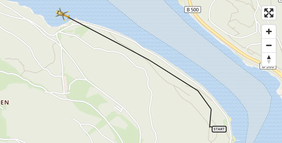 Flugroute Ambulanzhubschrauber Schluchsee - Schluchsee, 24 April 2026, 13:14